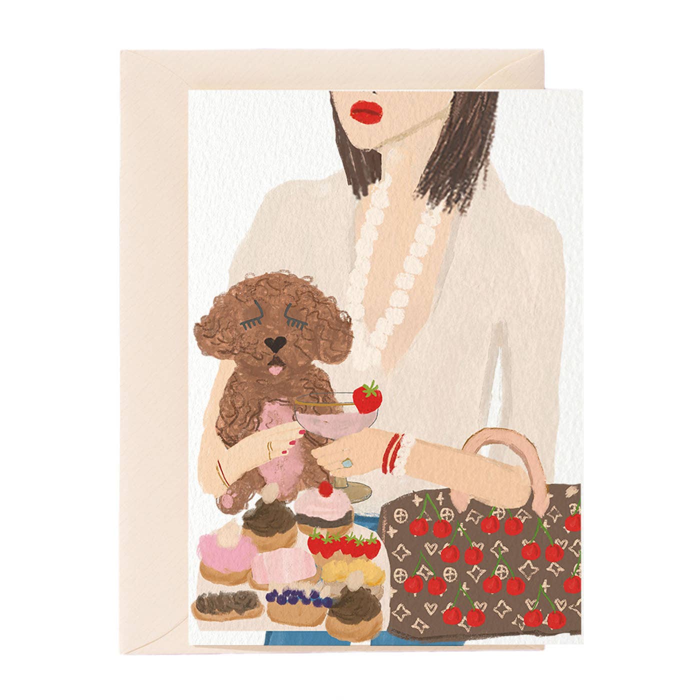 Nelly Castro – wholesale Everyday greeting card – Fashion Girl and  Poodle Celebration Greeting Card0