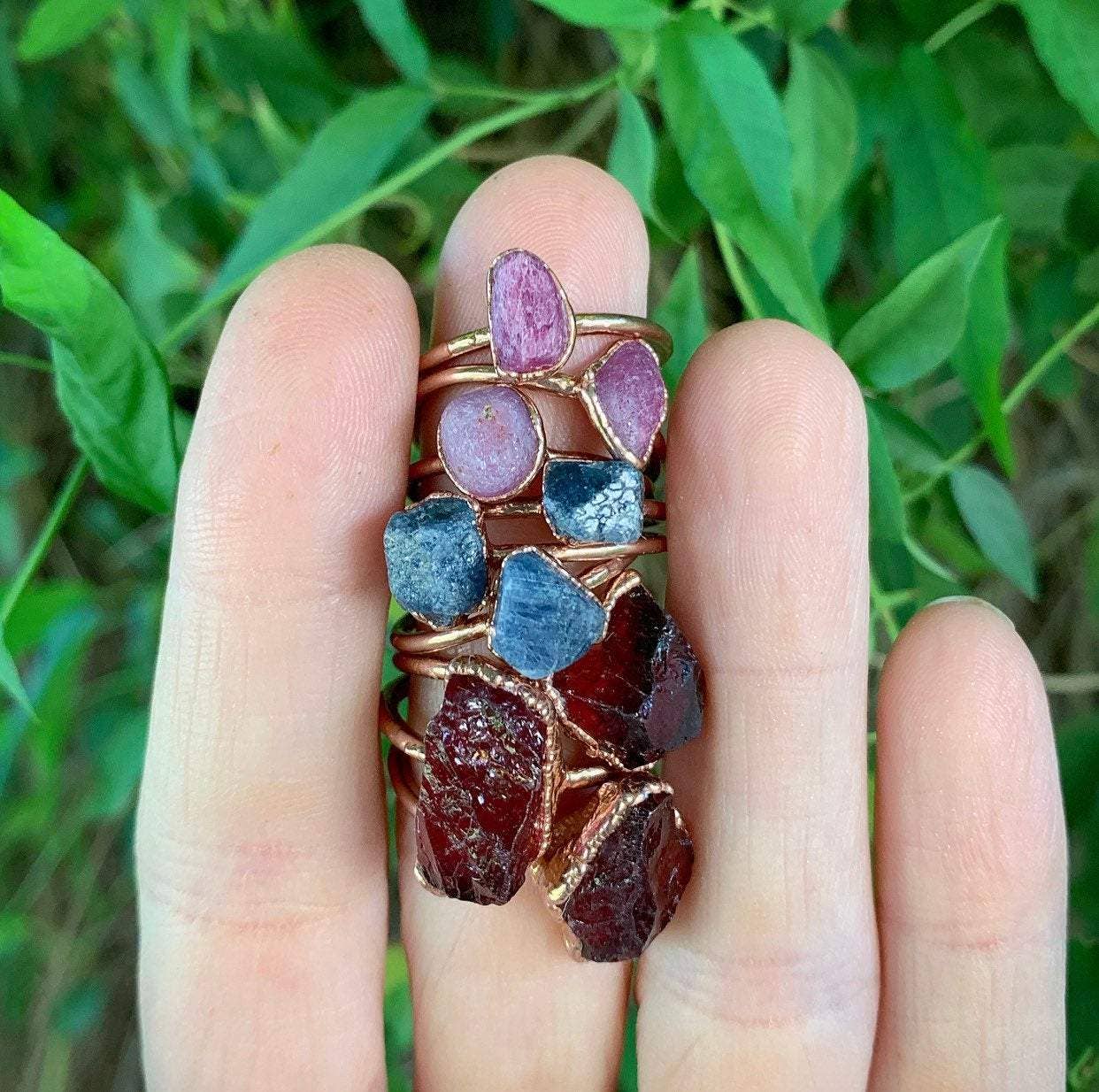 Buddha Blossom Jewels – Anel de cocktail/declaração por atacado – Anel Granada Cru Chunky em Cobre2