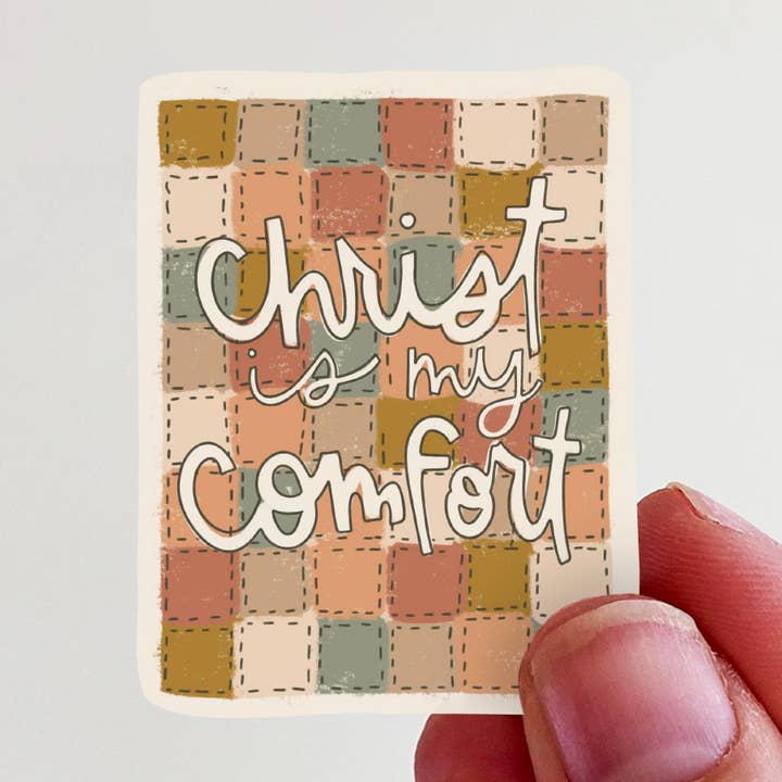 Christ is My Comfort Quilted Vinyl Sticker for wholesale by Kingfolk Co