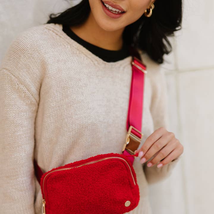 modern and chic - Wholesale Belt Bag - Women's - Aspen Sherpa Belt Bag - Crossbody Fanny Pack Waist Bag0