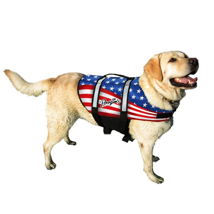 Pawz Pet Products Nylon Dog Life Jacket American Flag for wholesale by Pet Stores USA