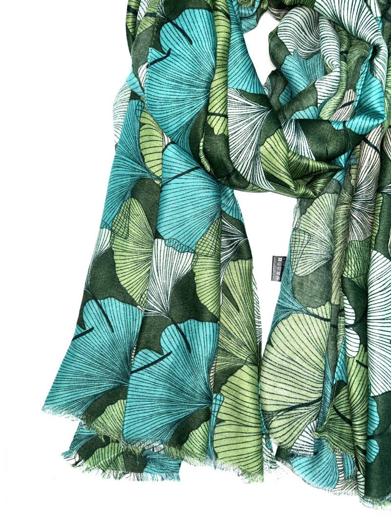 LINETA - Wholesale Scarf - Women's - HH-240 Ginkgo pattern printed scarf 11