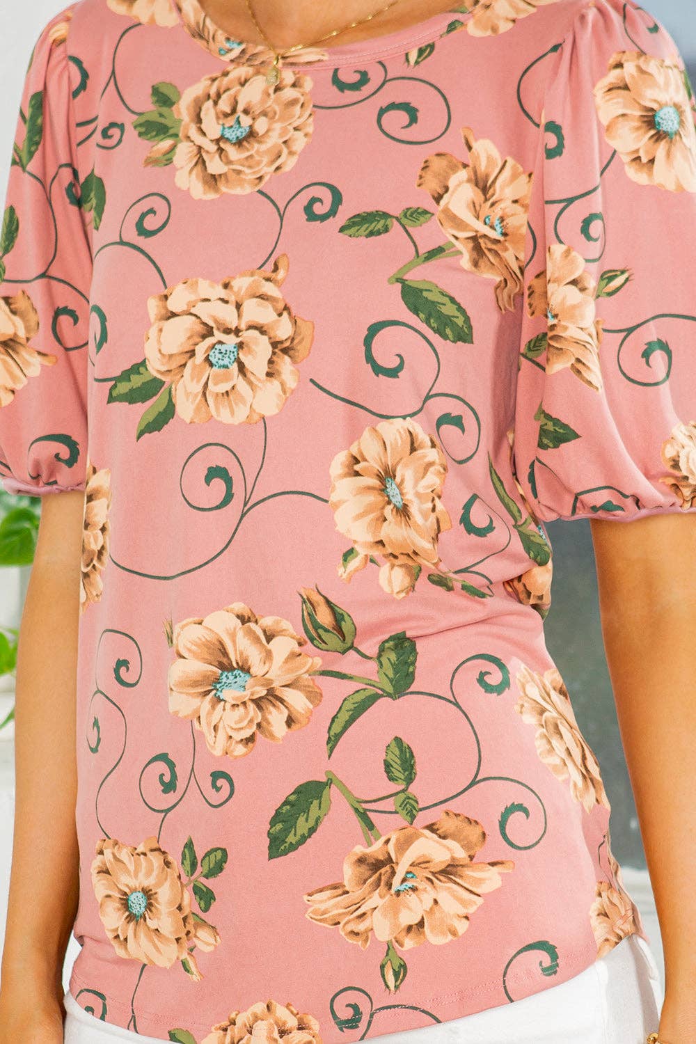 Combo malva Top de malha de malha de manga bolha para venda a revendedores na Faire8