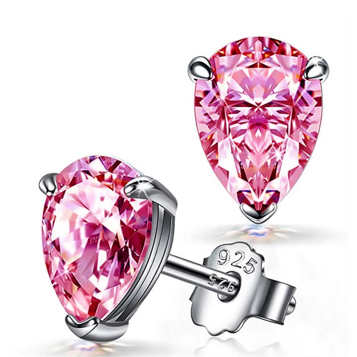 925 sterling zilveren peervorm CZ diamanten oorbel voor wholesale door Sephla