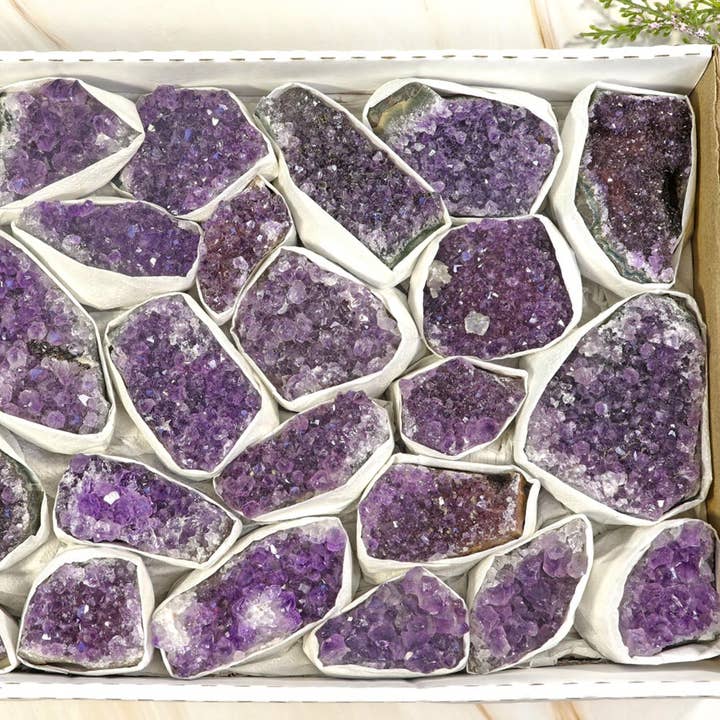 Natures Artifacts Inc - Wholesale Spiritual Stone/Crystal - Amethyst Clusters in a Flat3