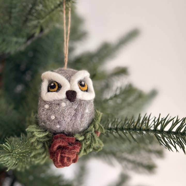 Ganapati - Vente Objets de décoration - Décoration en feutre - Hibou feutré à l'aiguille4