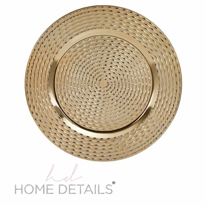 Assiette de présentation ronde en plastique doré brillant de 13" | 1 assiette pour la vente par Luxe Party