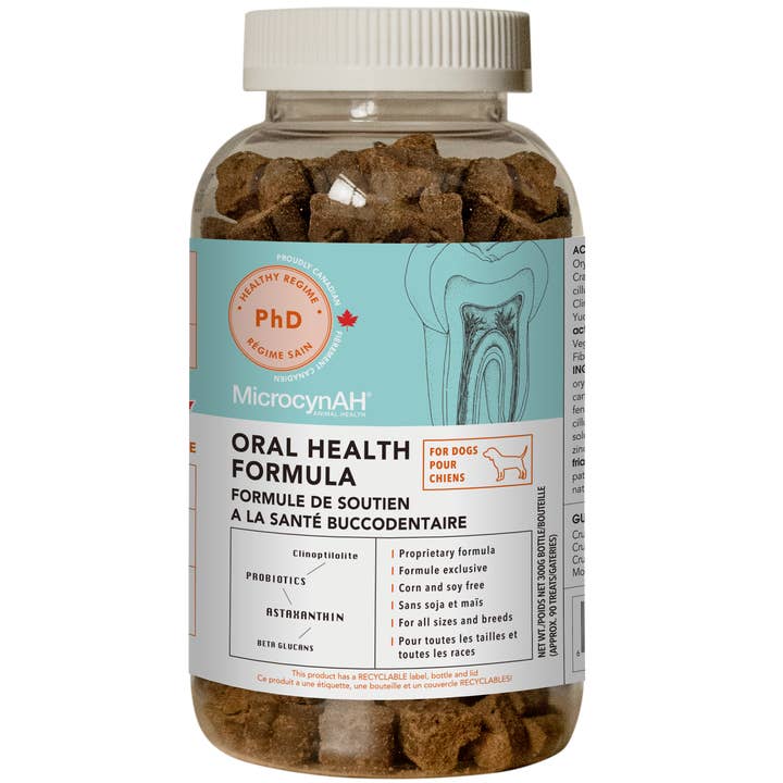 MicrocynAH® PhD Oral Health Formula for Dogs-Plaque & Tartar for wholesale by BC Animal Solutions Inc