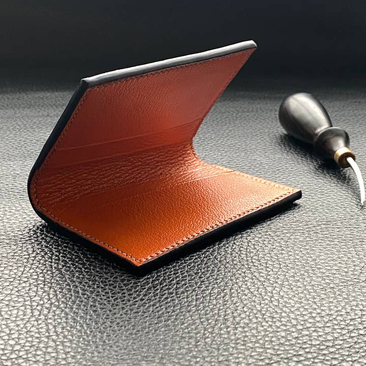 Hulme Cardholder Blue Museum Calf Small Leather Bifold Wallet for wholesale by Leather Compositions