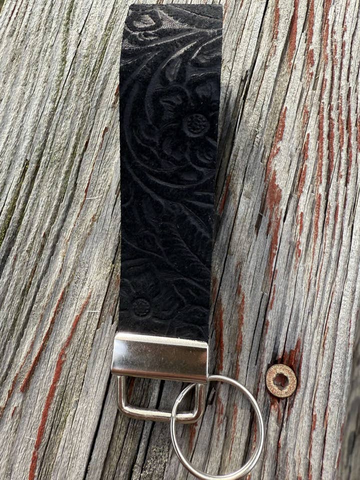 Embossed Leather Key Chains for wholesale by Wild Mountain Fringe