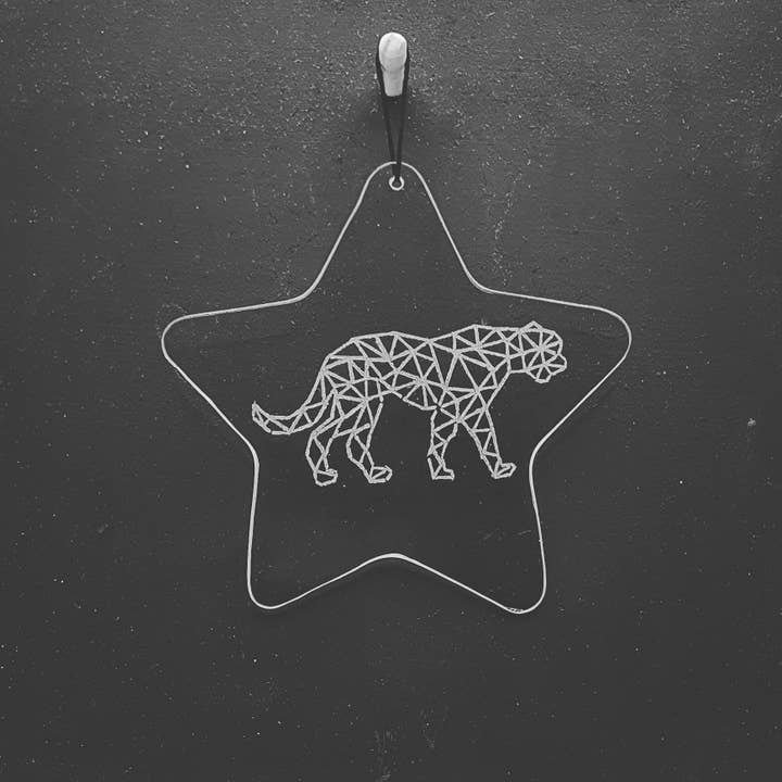 Geometric Big Cat Engraved on Glass for wholesale by Nathan-michael Crafts