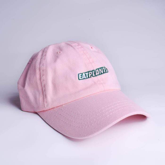 Eat Plants Dad Hat - Pastel Pink for wholesale by Plant Faced Clothing