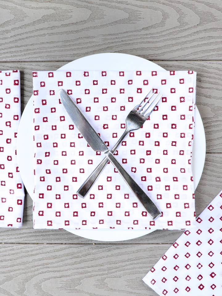 Guardanapos de Tecido - Quadrados Vermelhos - Conjunto de 4 por atacado de Passion Lilie