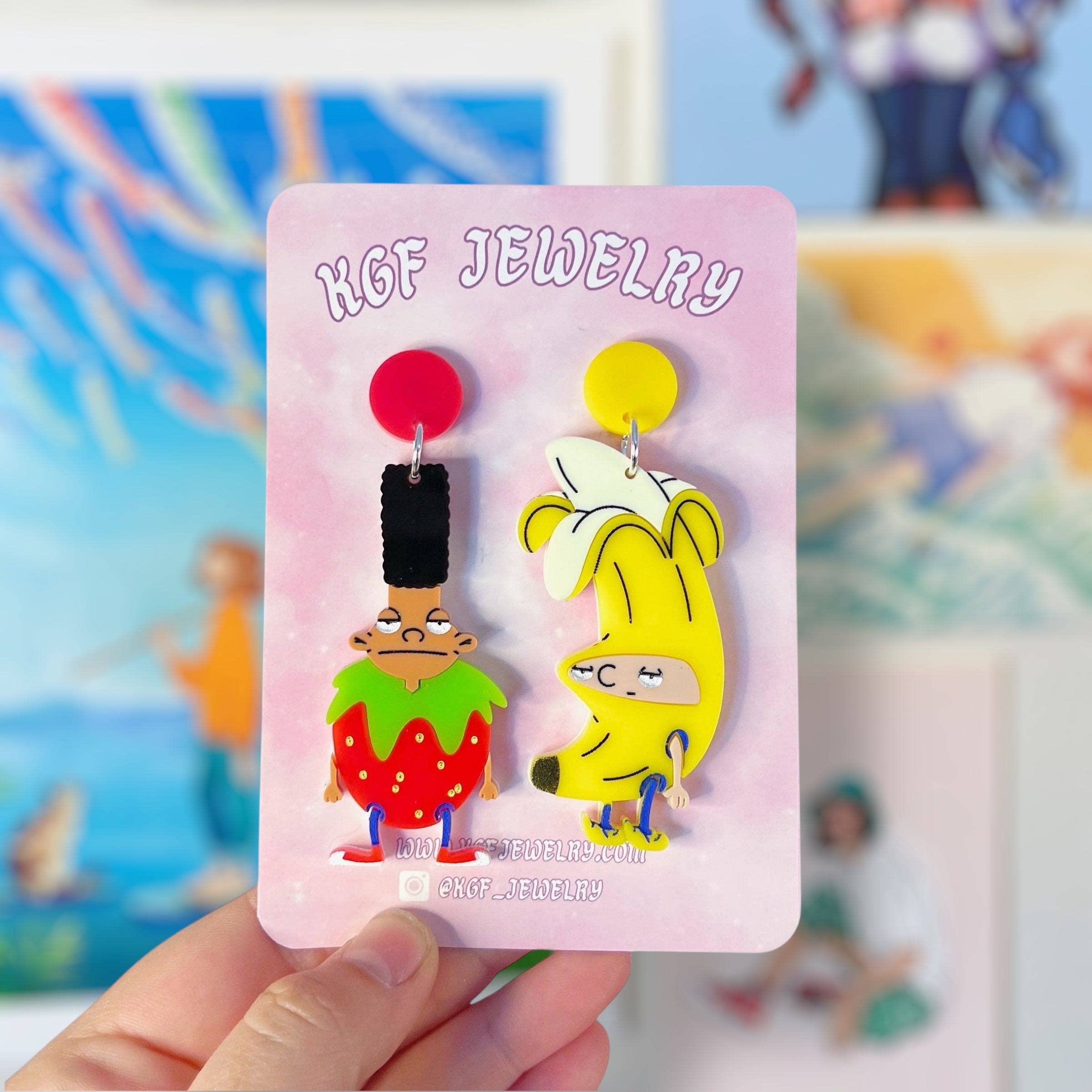 KGF Studios – Großhandel Ohrhänger – Arnold & Gerald Obst handgefertigte Acryl-Ohrringe