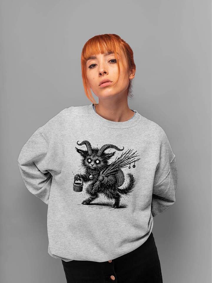 Swift Retail - Wholesale Graphic Sweatshirt - Women's - Krampus Cat Creepy Christmas Gift Tee Women's Sweatshirt2