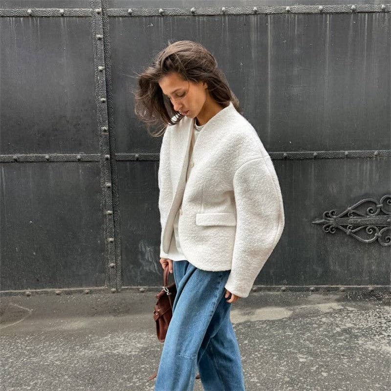 WHITE Thick Solid Wool Coat for wholesale on Faire4