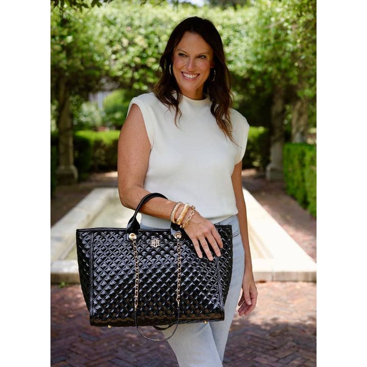 Caroline Hill - Vente Tote bag – femme - Sac fourre-tout Melissa BLACK PATENT SQ3