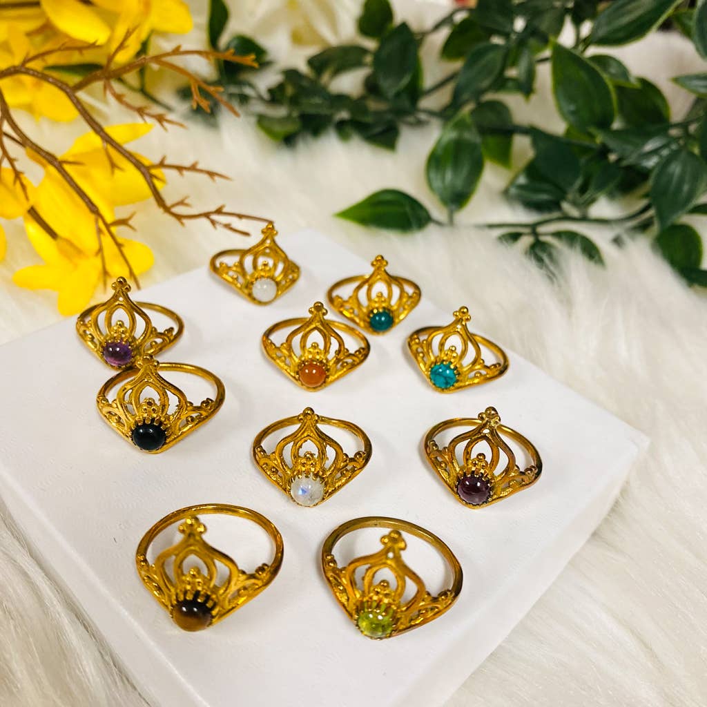 Karma Nepal Crafts - Venta al por mayor Anillos grandes/de cóctel - Anillos apilables estilo boho bañados en oro, juego de 100 piezas ($2,25 cada uno)4