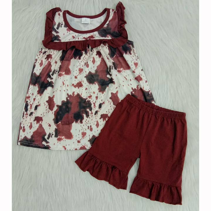 Girl Cow Print Short Outfit for wholesale by Yawoo Garments