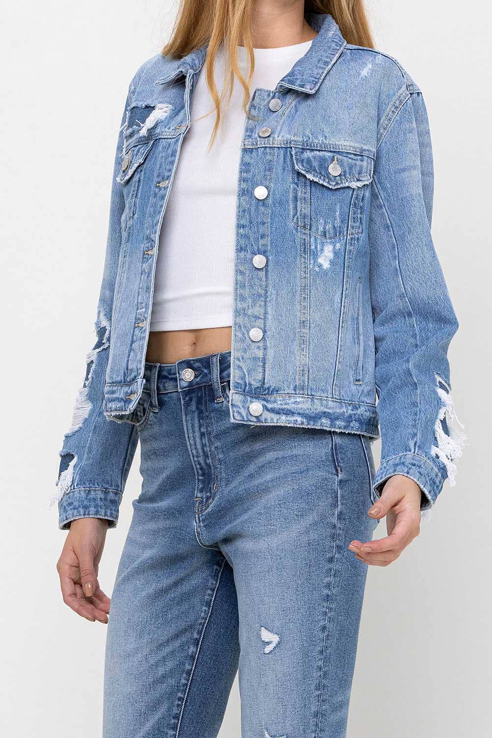 Blaue Seele KLASSISCHE JEANSJACKE IM USED-LOOK V2161J für den Großhandel auf Faire9