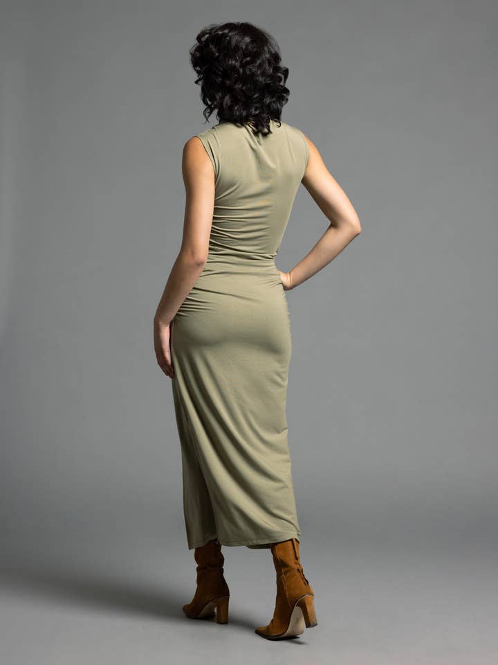 Weekend Los Angeles - Wholesale Dress - Women's - Ruched Midi Dress - ROSE DRESS2