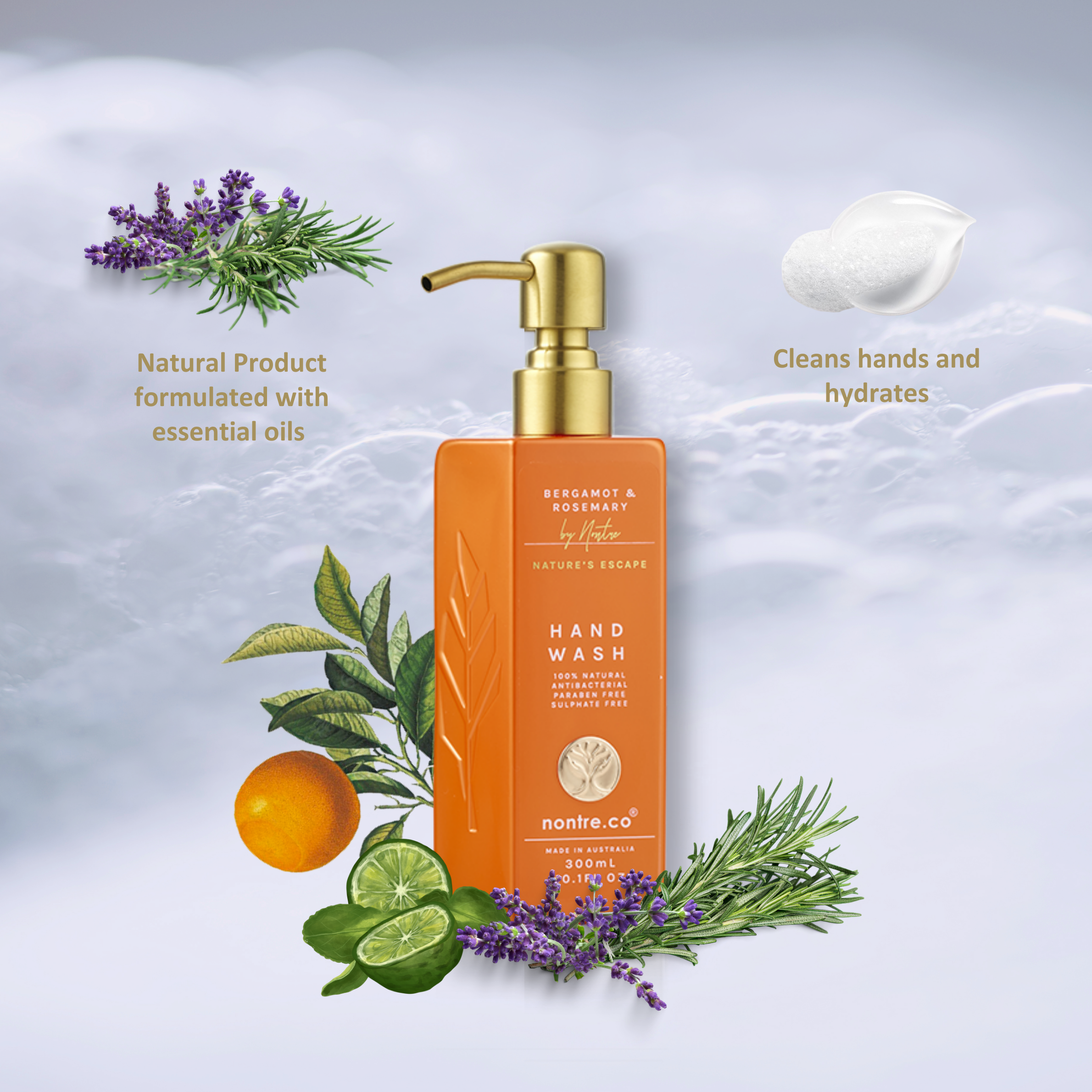 nontre.co - Wholesale Hand Soap/Wash - Natural Hand Wash 300ML, Bergamot & Rosemary11