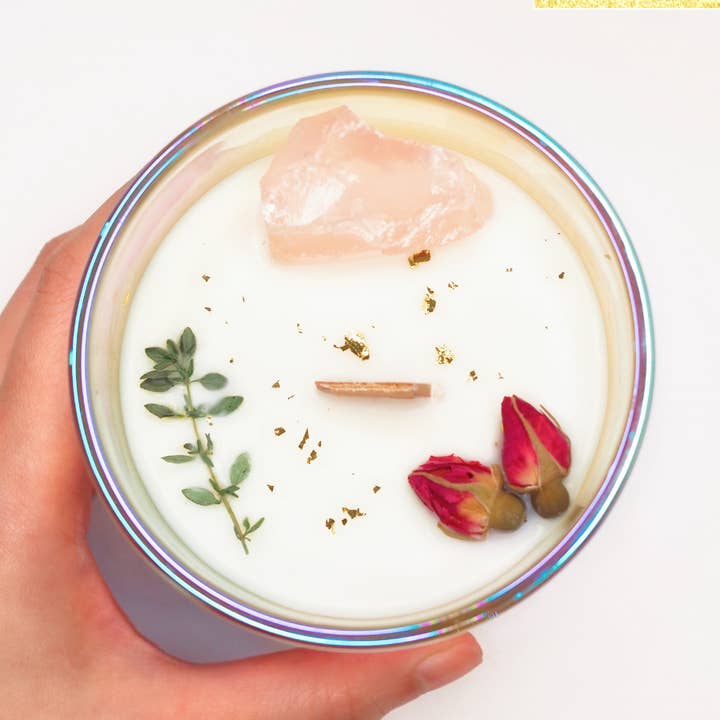 Crystal Candle - Twin Flame - Rose Quartz - Rose Candle for wholesale by ARCANDLES