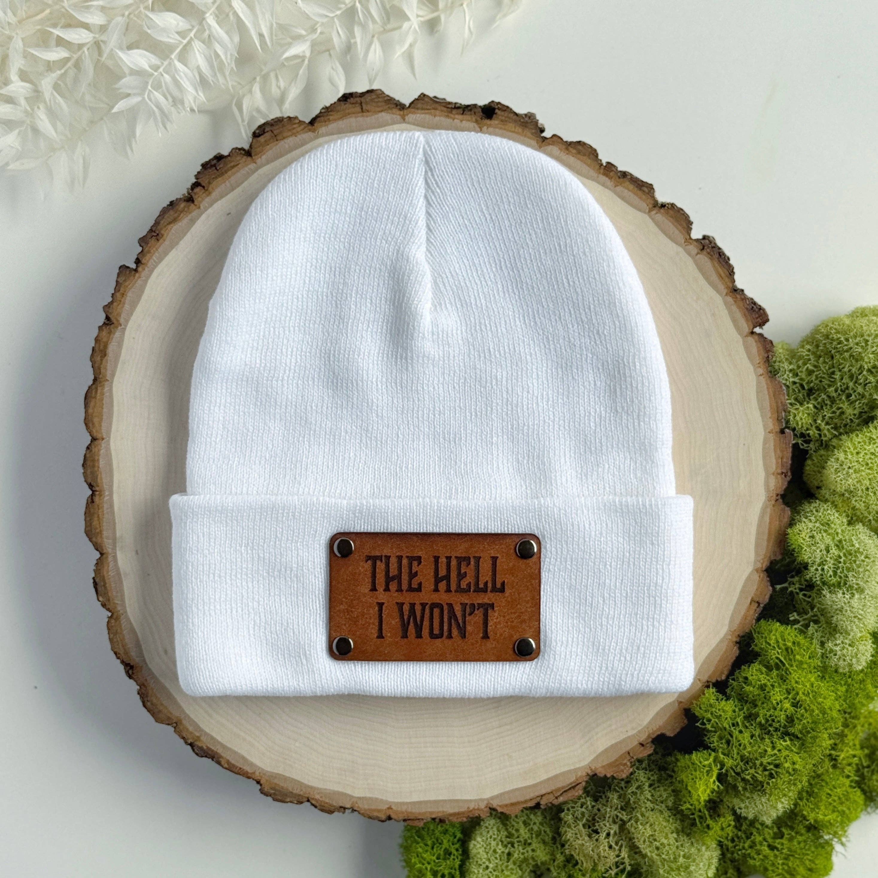 The Lonely Pine - Wholesale Beanie - Unisex - The Hell I Won't beanie with snap on/off leather patch9