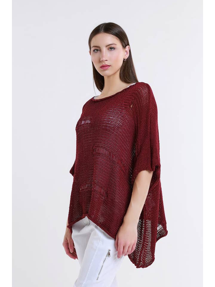 TINA Stephens Italy/Tees By Tina – Top de malha - Mulher por atacado – Camisola de malha com barra aberta Jean Elbow Slv (BQ909)18