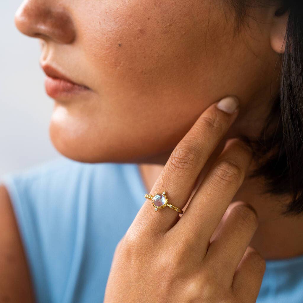 Lucent Studios Ltd - Wholesale Cocktail/Statement Ring - Aura Quartz Adjustable Gold Plated Ring6