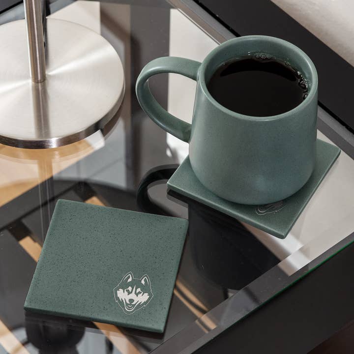 Rico Industries - Wholesale Coasters - NCAA Connecticut Huskies - UCONN Sage Laser Engr.1