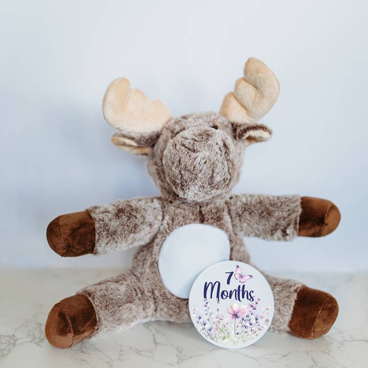 Grow With Me Baby Co - Wholesale Stuffed/Plush Toy - Kids & Baby - Monthly Milestone Tracker, Moose Stuffed Animal