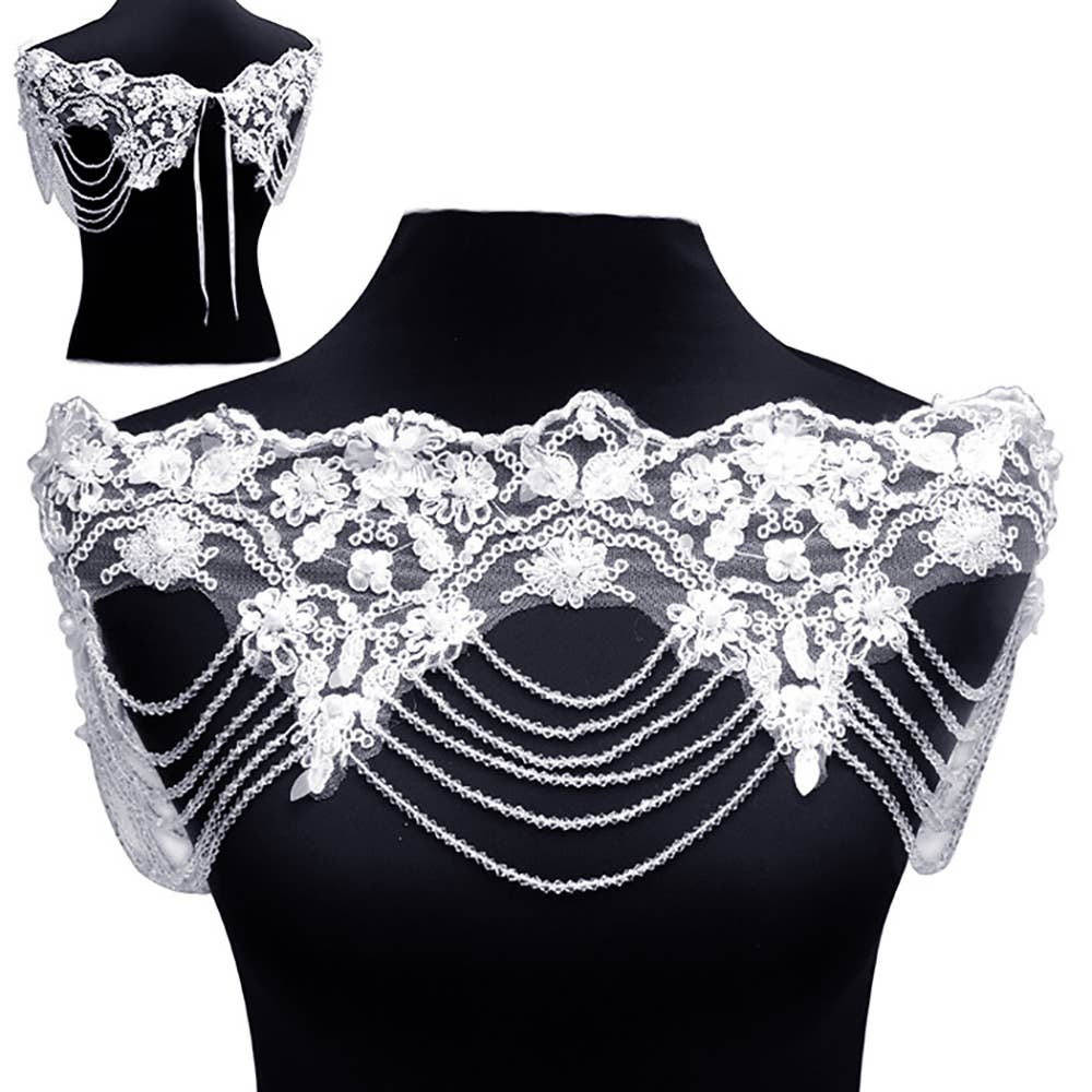 Sensibling Corp. - Wholesale Wrap - Women's - Draped Beaded Floral Lace Wedding Shawl1