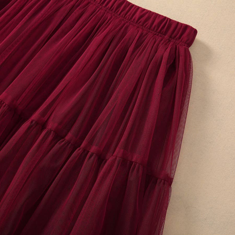 Productseeker – Großhandel Rock – Damen – SK038 Eleganter Netzrock mit Rüschensaum - Elastischer Bund6