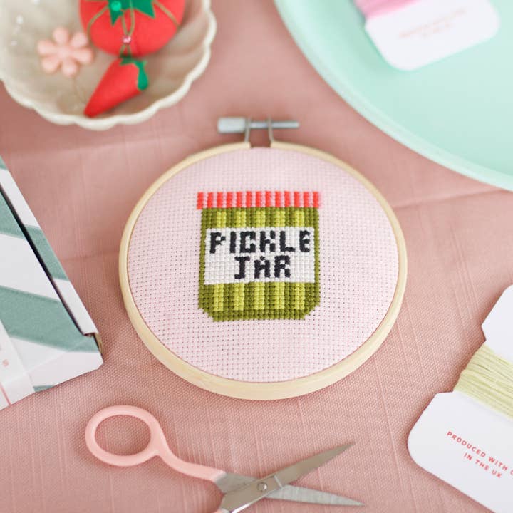 Cotton Clara - Wholesale Embroidery/Cross Stitch Supplies - Pickle Jar Cross Stitch Kit