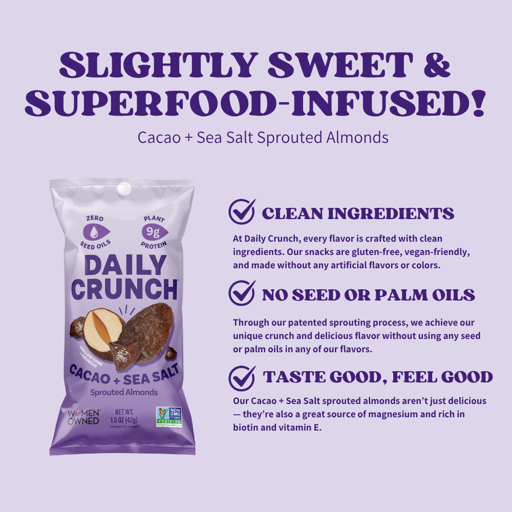 Daily Crunch - Vente Noix - Amandes germées au cacao et sel de mer, portion individuelle de 42,5 g4