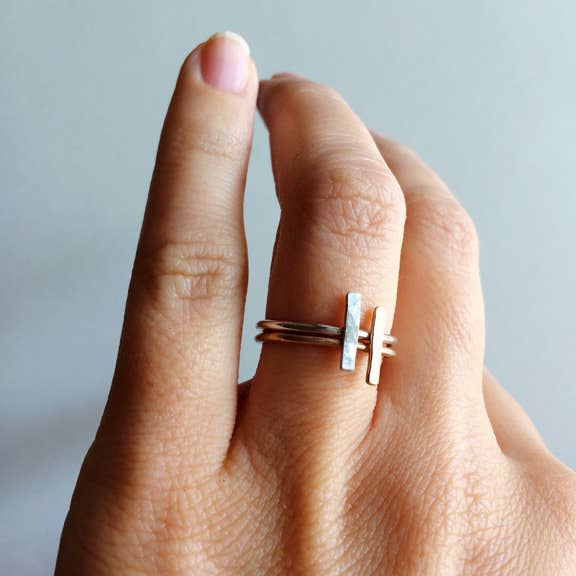 Blossom and Shine - Wholesale Band/Stacked Ring - Dainty Bar Rings | Sterling Silver or 14k Gold Filled3