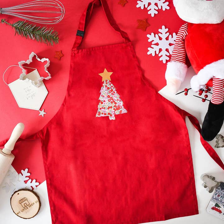 Liberty of London Christmas Tree Design Children's Apron for wholesale by My Little Shop UK