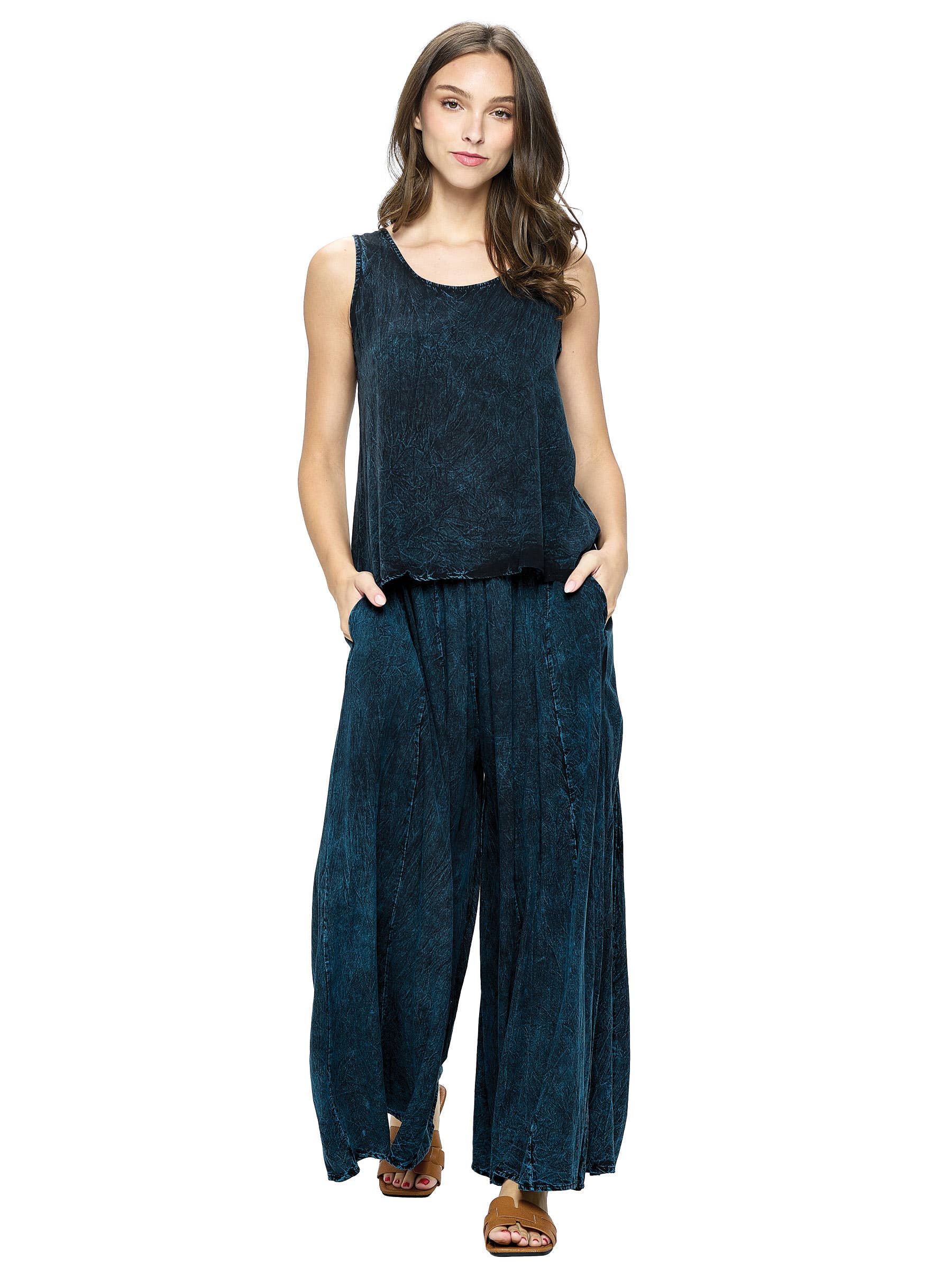 Yak & Yeti - Wholesale Broek - Dames - Broek Palazzo Vintage Wash4