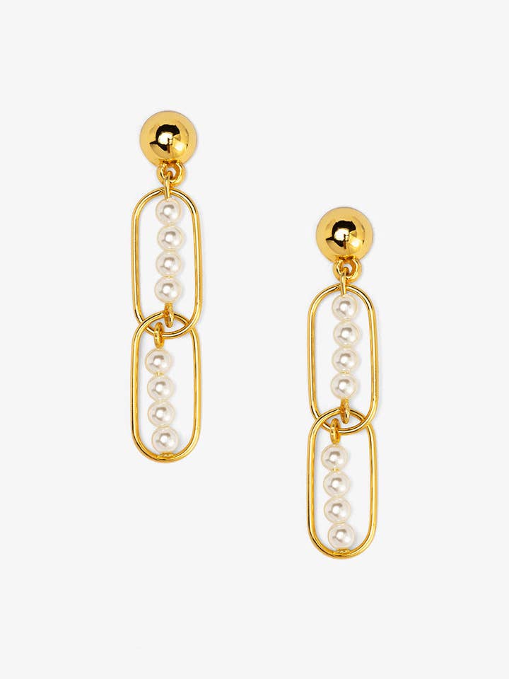 Linear Pearl Chain Drop Earring for wholesale by VIOROO