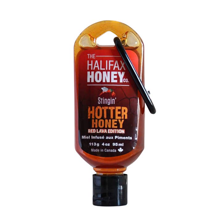 Stingin’ Hotter Honey Red Lava Keychain 4oz for wholesale by The Halifax Honey Company