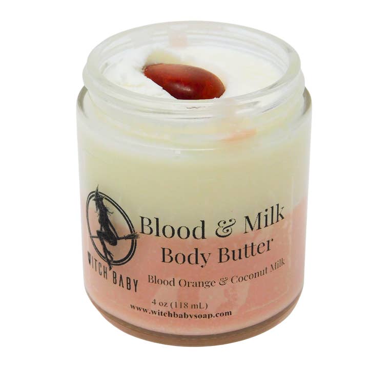 Blood and Milk Crystal Body Butter for wholesale by Witch Baby Soap