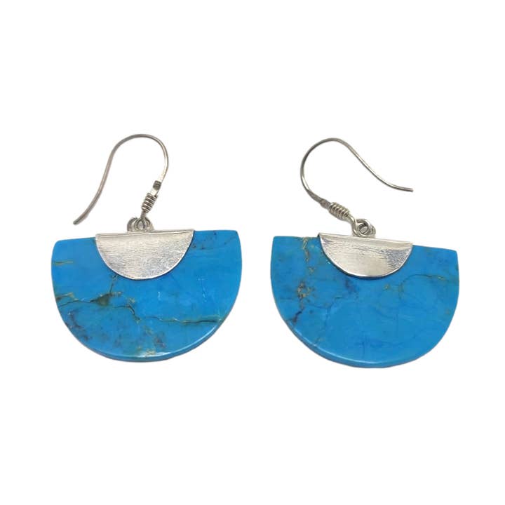 Halbkreis-Ohrringe aus natürlichem Türkis für den Großhandel von Iroquoise