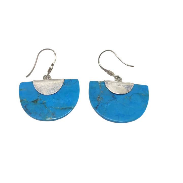 Natural turquoise semicircle earrings for wholesale by Iroquoise