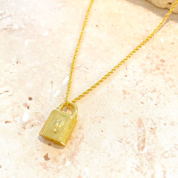 Angels Whisper Accessories - Wholesale Pendant/charm necklace - Lock Charm Gold Plated Necklace4