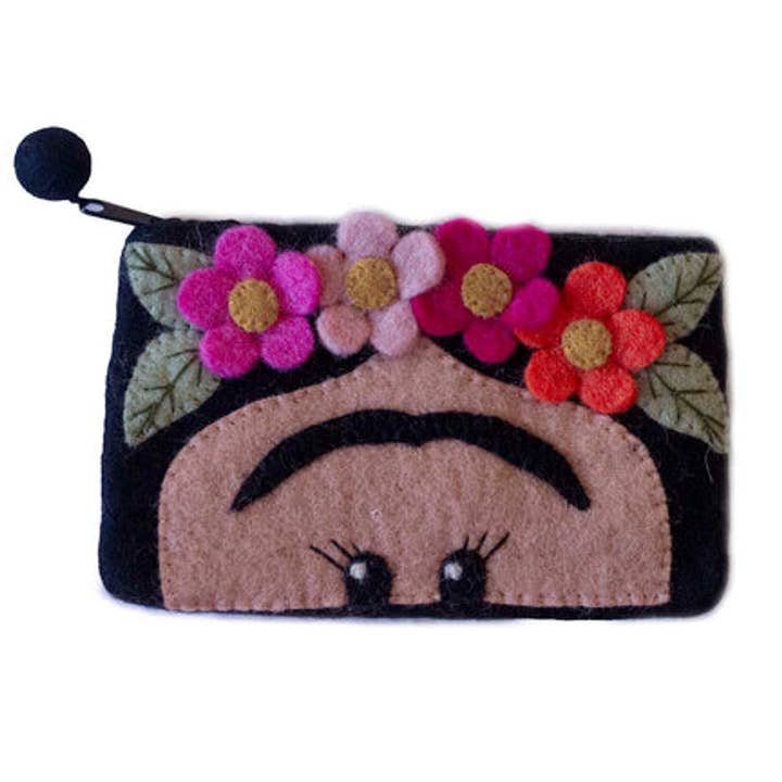 Frida Handmade Felt Coin Purse for wholesale by Global Groove Life