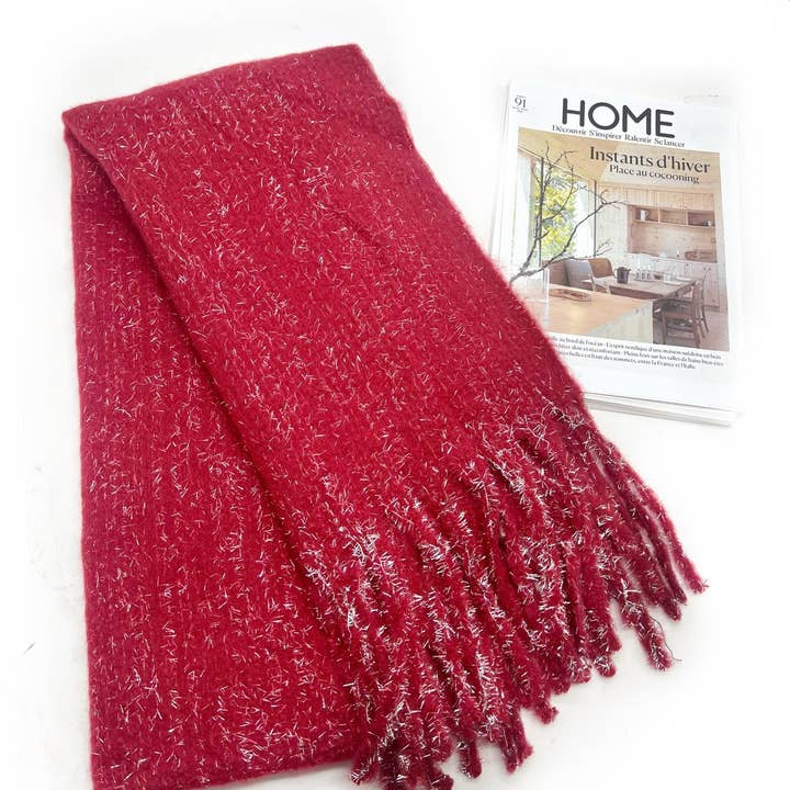 LINETA - Wholesale Scarf - Women's - HH-336 Solid scarf with large fringe and lurex4