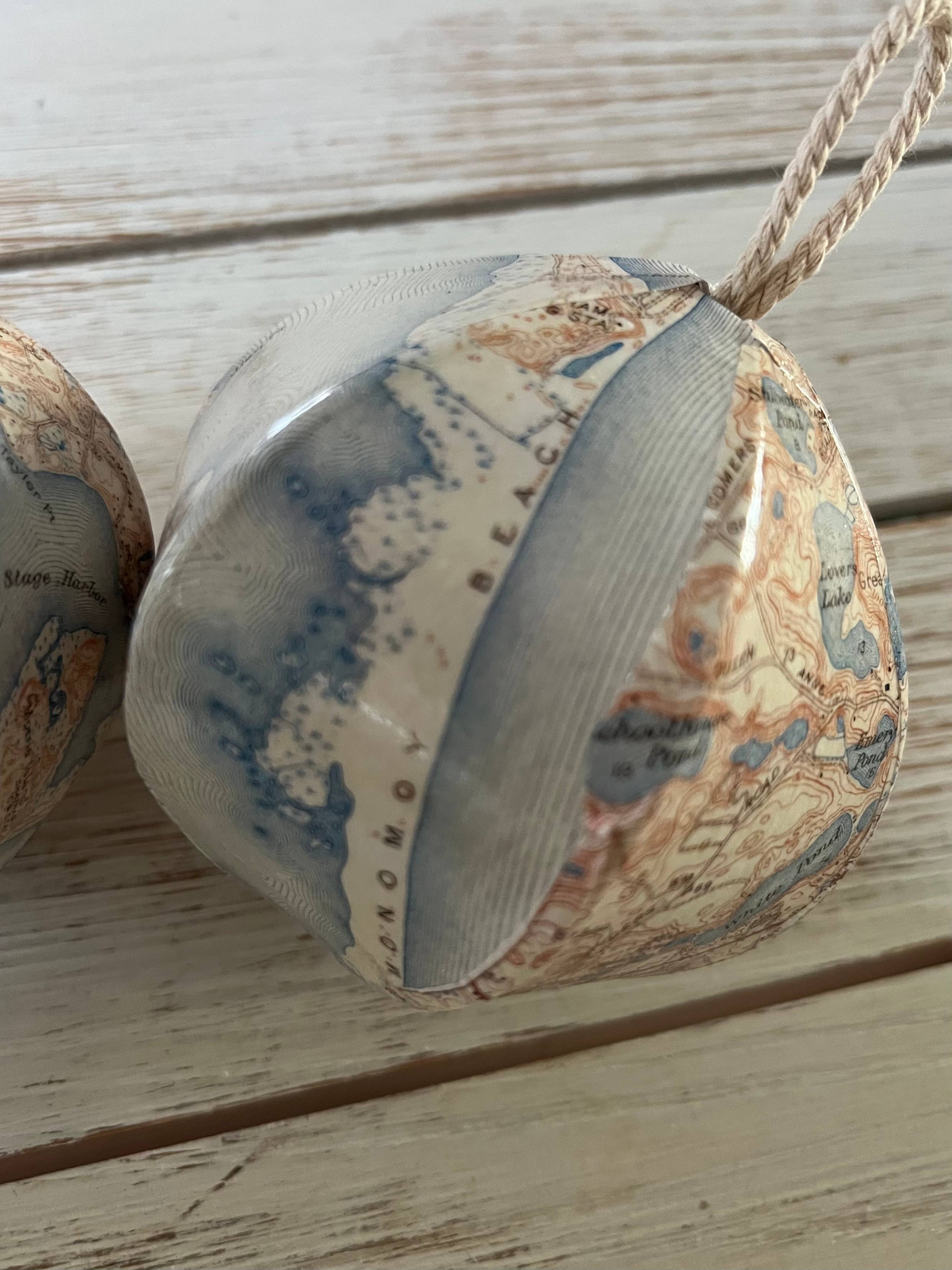 Domesticadence - Wholesale Ornament Set - 12 Upcycled Chatham, MA Cape Cod Map Ornaments3