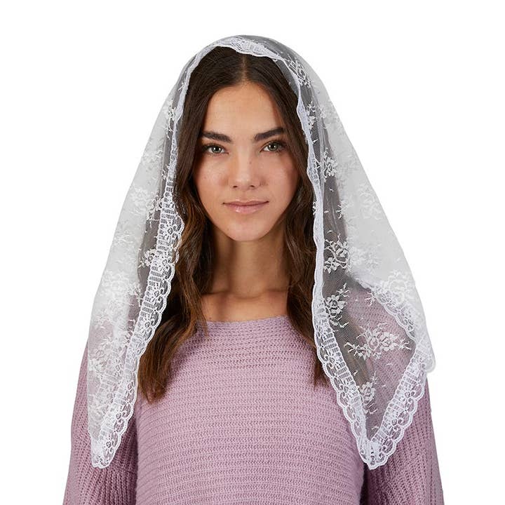 Wht Lace Trad Chapel Veil for wholesale by Christian Brands Catholic