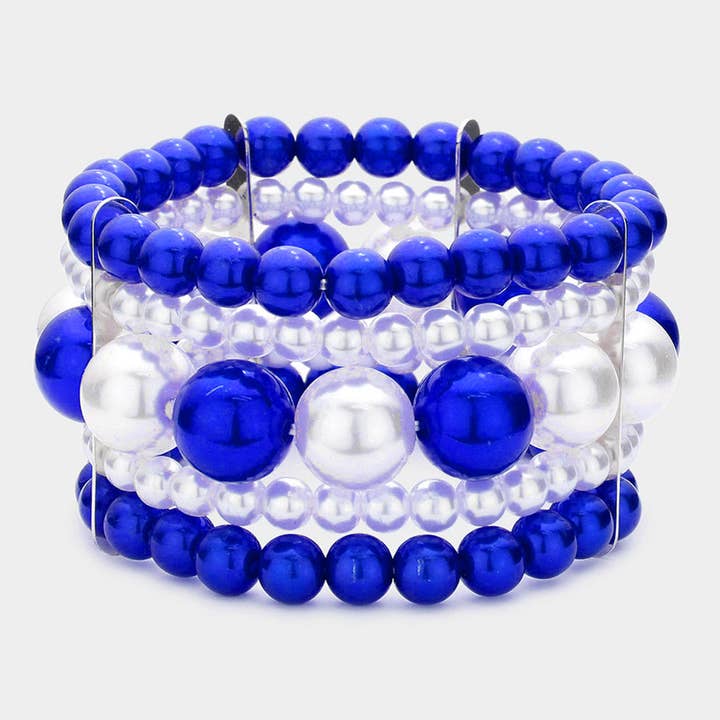 Sensibling Corp. - Wholesale Beaded Bracelet - Elegant Multi Layered Pearl Beaded Stretch Bracelet